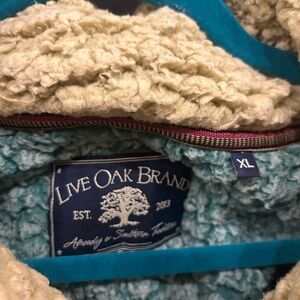 Live Oak Brand Cream and Blue Sherpa Jacket